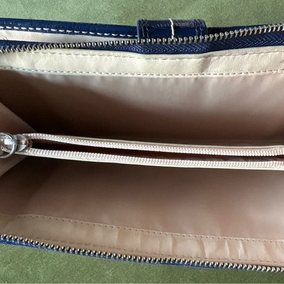 Coach Shoulder Bag Navy, White, Orange Signature C Pattern with wallet - Picture 13 of 15